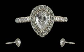 Ladies - Quality Platinum Diamond Set Dress Ring. Full Hallmark for 950 to Interior of Shank. The