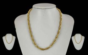 Ladies - Pleasing Quality 9ct Gold Triple Link Necklace. Marked 9.375. Warm Coloured Gold, Excellent