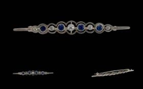Edwardian Period 1902 - 1910 Ladies Pleasing Quality 18ct White Gold Diamond and Sapphire Set Ornate