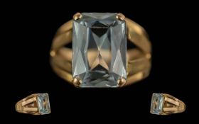 Ladies 18ct Gold Pleasing Quality Single Stone Aquamarine Set Ring. Egyptian 18ct Gold Marks to