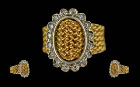Ladies 18ct Gold Basket Weave and Diamon