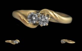 Ladies 18ct Gold Two Stone Diamond Set R