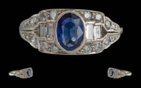 Ladies - Excellent 18ct White Gold Sapphire and Diamond Set Dress Ring, Marked 18ct to Interior of