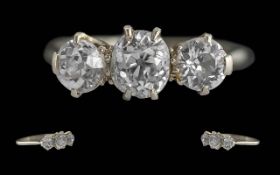 Ladies - Pleasing Quality 18ct Gold 3 Stone Diamond Set Ring, Marked 18ct to Interior of Shank. Well