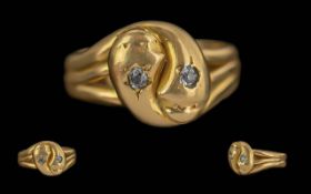 Victorian Period 1837 - 1901 Ladies 18ct Gold Double Headed Snake Ring with Diamond Set Eyes. Full