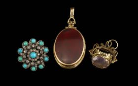 Small Collection of 9ct Antique Period Items, three in total, consists 1. Fancy 9ct Double Photo