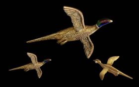 Antique Period Pleasing 9ct Gold and Enamel Figural and Realistic Flying Mallard Brooch. Full