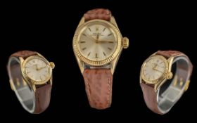 Rolex - Ladies 9ct Gold Cased Oyster Perpetual Automatic Wrist Watch. Full Hallmark to Interior of