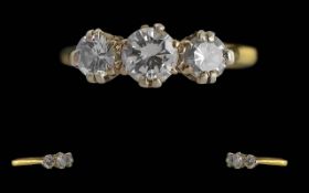 Ladies - Pleasing 18ct Gold 3 Stone Diam