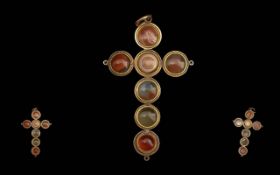 Antique Period 15ct Gold Gem Set Cross P