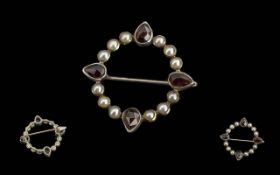 Ladies 18ct Attractive Amethyst / Pearl