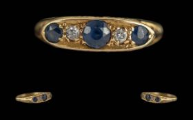 18ct Gold Sapphire & Diamond Ring, three