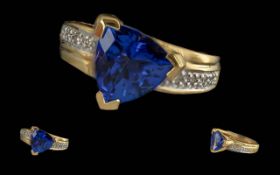 Ladies - Excellent Quality 18ct Gold Tanzanite and Diamond Set Ring.