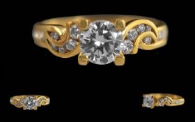 Ladies Pleasing Quality Modern 22ct Yellow Gold Diamond Set Ring. Marked 916 - 22ct to Interior of
