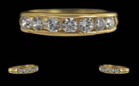 Ladies 18ct Gold 7 Stone Set Channel Rin