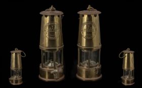 Two Brass Miner's Lamps, both Type 6, made by Eccles. Height 9''.
