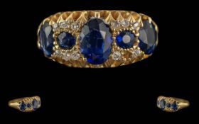Edwardian Period 1902 - 1910 Ladies 18ct Gold Exquisite Sapphire and Diamond Set Ring of Good