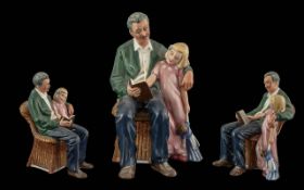 Royal Doulton Hand Painted Figure ' Grandpa's Story ' HN3456. Designer P. Parsons. Issued 1994 -