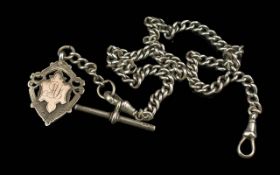Victorian Period Sterling Silver Albert Chain - Marked For Sterling Silver.