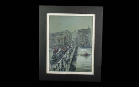 Steven Scholes (B 1952) Oil on Board titled 'Going Home - London Bridge', signed bottom right,