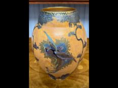 Large Carlton Ware Vase. Chinese bird and cloud pattern. No. 3275. Height 11