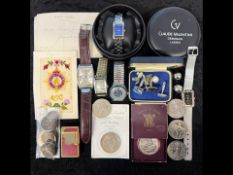 Good Mixed Bag of Collectables. Includes DuPont Lighter, Postcards, Watches, Coins etc.
