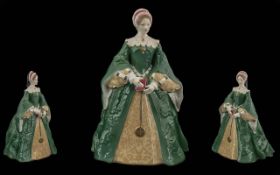 Royal Worcester Ltd and Numbered Edition Hand Painted Porcelain Figure - Style Two ' Queen Mary II '