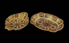 Two Royal Crown Derby Imari Pattern Bon Bon or Trinket dishes,