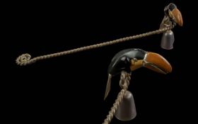 Quirky Silver Plated Vintage Los Castillo Toucan Candle Snuffer, Period Mid 20th Century.