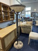 Modern Standard Lamp, silvered and marble effect circular stepped base. Height 66