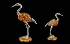 Novelty Silver Figure Of A Stork/Crane - Hallmarked Silver Figure Of A Standing Stork/Crane.