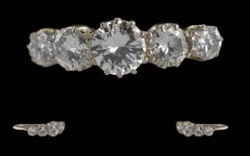 Ladies Excellent Quality 18ct White Gold 5 Stone Diamond Set Ring. Not Marked but Tests 18ct.