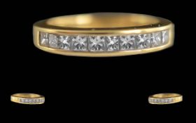 Ladies 18ct Gold Diamond Channel Set Ring, Marked 18ct.