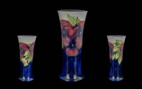 William Moorcroft Signed Tall Hand Painted ' Blue Pansy ' Vase, Signed William Moorcroft to Base.