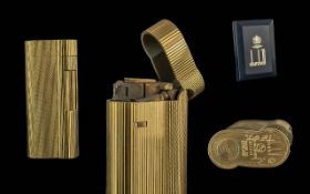 Dunhill Gold Tone Lighter with Fitted Box and Instructions.
