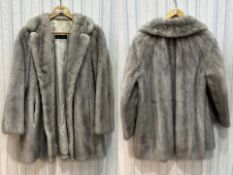 Ladies Silver Mink Jacket from Tasker's of Preston, collar and reveres, two slit pockets,