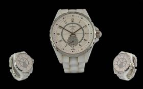 Chanel J12 Paris White Ceramic Diamond Set Quartz Wrist Watch with White Dial and Diamond Set