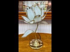 WITHDRAWN Decorative Table Lamp, in the form of a flower, with glass leaves edged in brass,