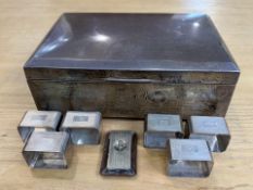 Silver Topped Cigar Box, marked Birmingham R 1917. Cedar Lined, measures 9
