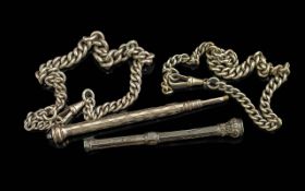 Collection of Sterling Silver Items. Includes Pencils and Albert Chains. All Stamped for Silver.
