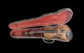 Antique Violin in Fitted Case, with two bows, one of which is antique the other modern. Total length