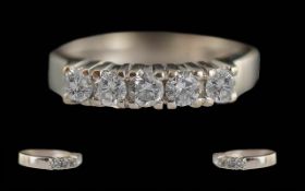 Ladies 18ct Gold 5 Stone Diamond Set Ring. Marked 750 - 18ct.