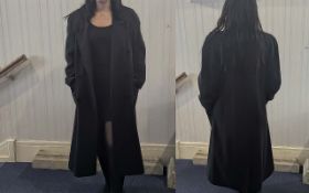 Ladies Wool Mix Overcoat, dark blue with velvet collar, fully lined, double breasted,