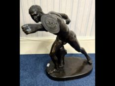 Large Antique Bronze Style Figure of the Borghese Gladiator,