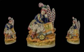 Staffordshire 19th Century Figure ' Scottish Military Drummer Resting ' c.1880. 11 Inches - 27.
