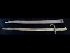 Military Bayonet with Scabbard. Large military bayonet, measures overall length 71 cm.