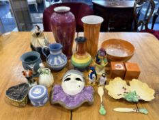 Mixed Lot of Collectibles, including Carlton Ware salt and pepper set, vases, wall mask,