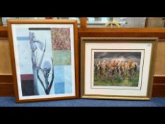 Signed Horse Racing Print, limited edition 4/200, measures 14