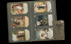 An Old Postcards WWI Album. Includes Bamforth ' Songs ' Series, Bamforth ' Hymn ' Series etc.