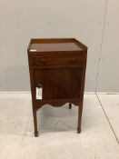 A pair of Edwardian mahogany bedside cabinets, width 41cm, depth 41cm, height 78cm. Condition -
